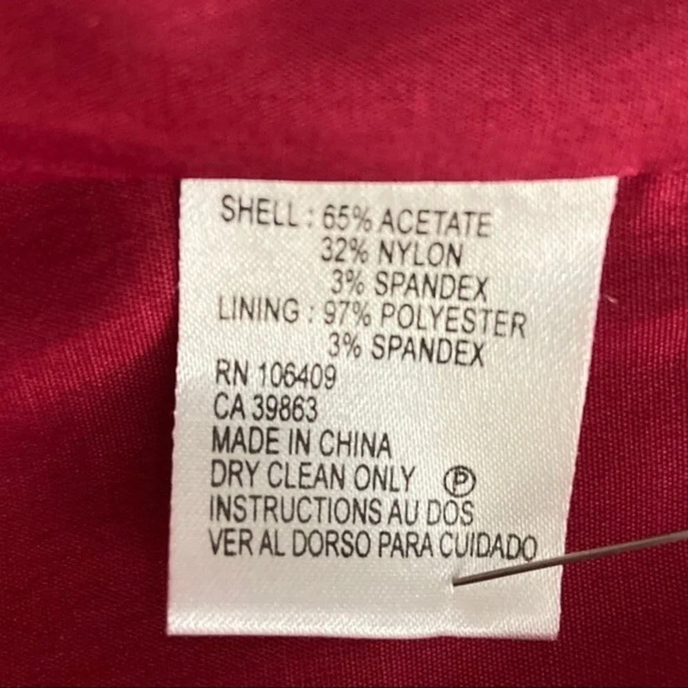 Tahari Arthur S. Levine Pleated Sheath Burgundy Dress - Picture 6 of 7